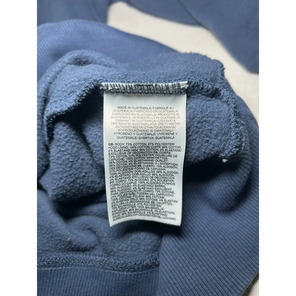 The North Face blue hoodie men's L black screen-printed logo, Gorpcore